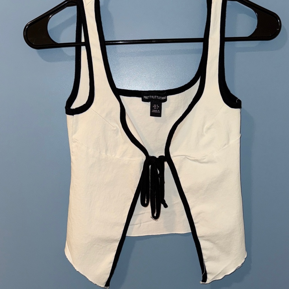 PrettyLittleThing White Tank Top with Black Trim